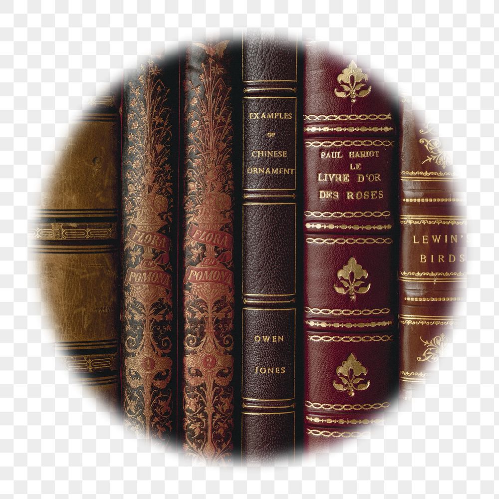 Png leather book spines badge | Free PNG - rawpixel