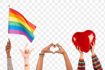 Png LGBTQ+ pride celebration mockup with hand… | Free stock illustration | High Resolution graphic