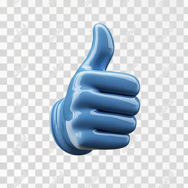 PNG Light Blue 3D Thumb Up Icon for Positive Feedback in Digital Interfaces