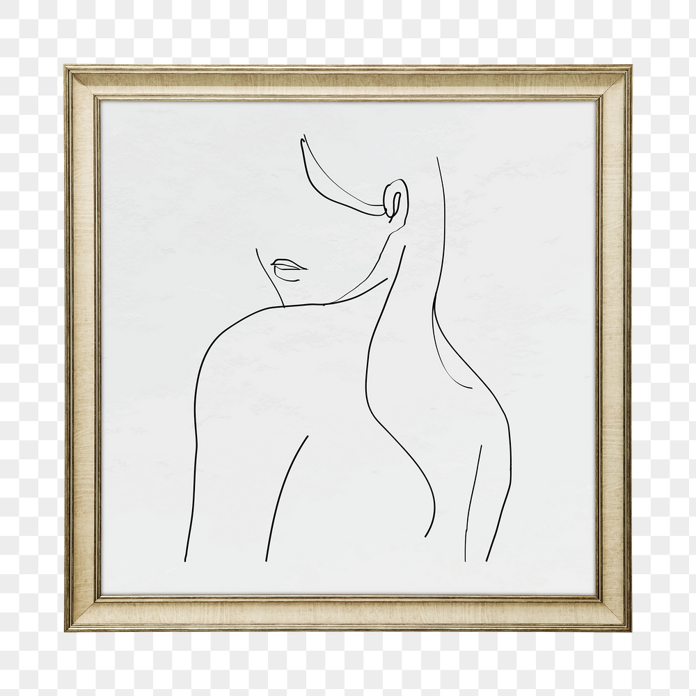 Png line art woman framed | Free PNG - rawpixel