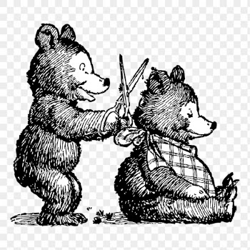 Png little bears getting haircut, | Free PNG - rawpixel