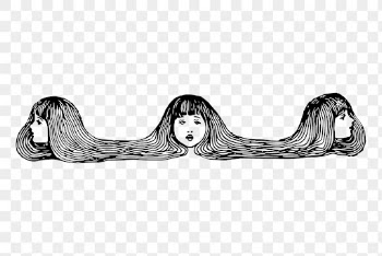 PNG long hair girl border | Free PNG - rawpixel