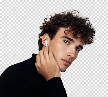 PNG Male Model with AirPods Listening