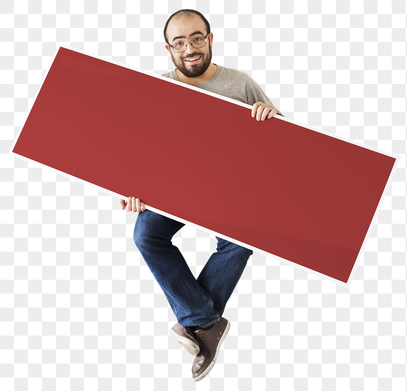 Png Man holding blank banner, | Free PNG - rawpixel