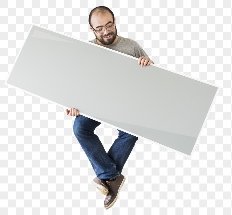 Png Man holding blank banner, | Free PNG - rawpixel