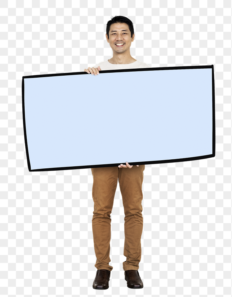 Png Man holding blank board, | Free PNG - rawpixel