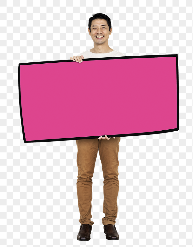Png Man holding blank board, | Free PNG - rawpixel