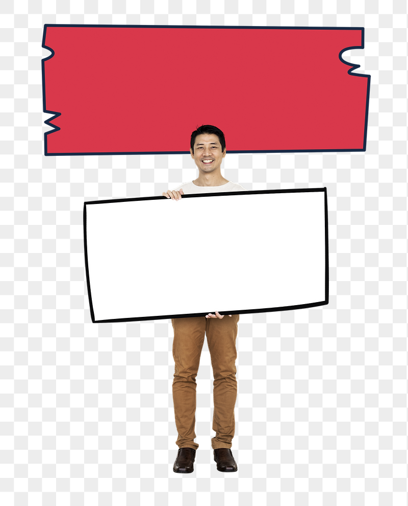 Png Man holding blank board, | Free PNG - rawpixel