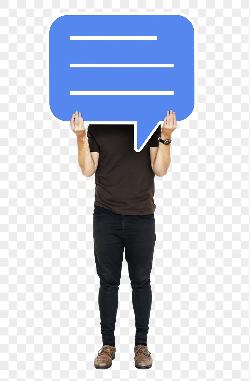 Png Man holding blank speech | Free PNG - rawpixel