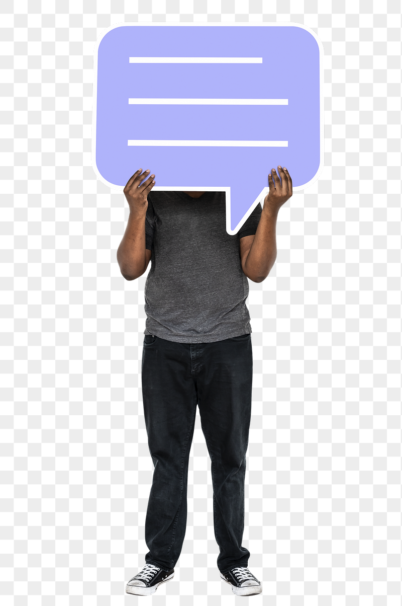Png Man holding blank speech | Free PNG - rawpixel
