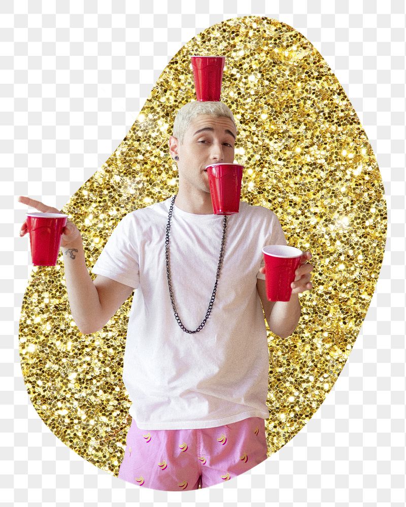 Png man holding red cups | Free PNG - rawpixel