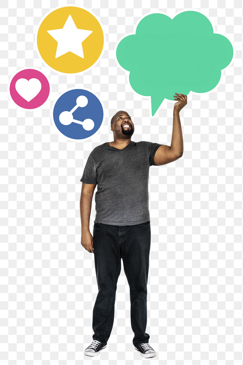 Png Man holding social medisymbols, | Free PNG - rawpixel