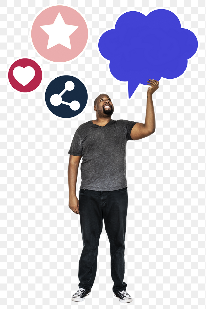 Png Man holding social medisymbols, | Free PNG - rawpixel
