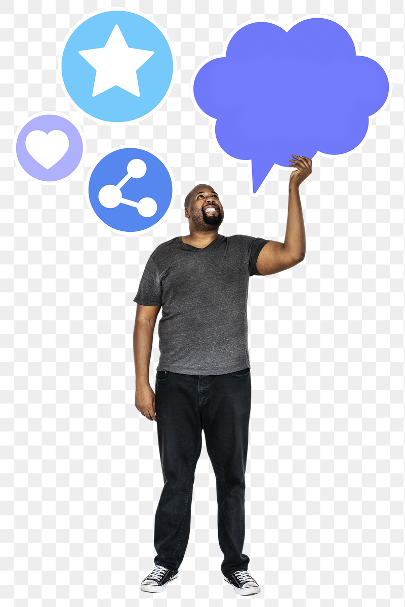 Png Man holding social medisymbols, | Free PNG - rawpixel