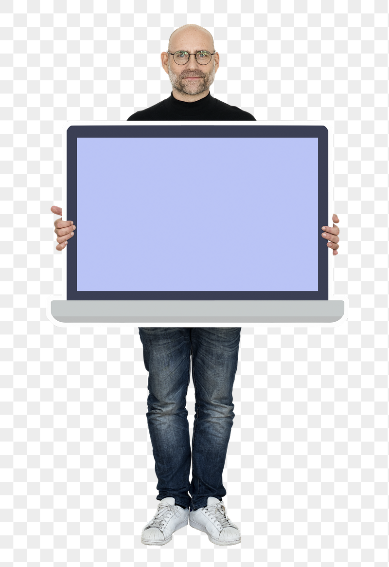 Png Man showing blank laptop | Free PNG - rawpixel