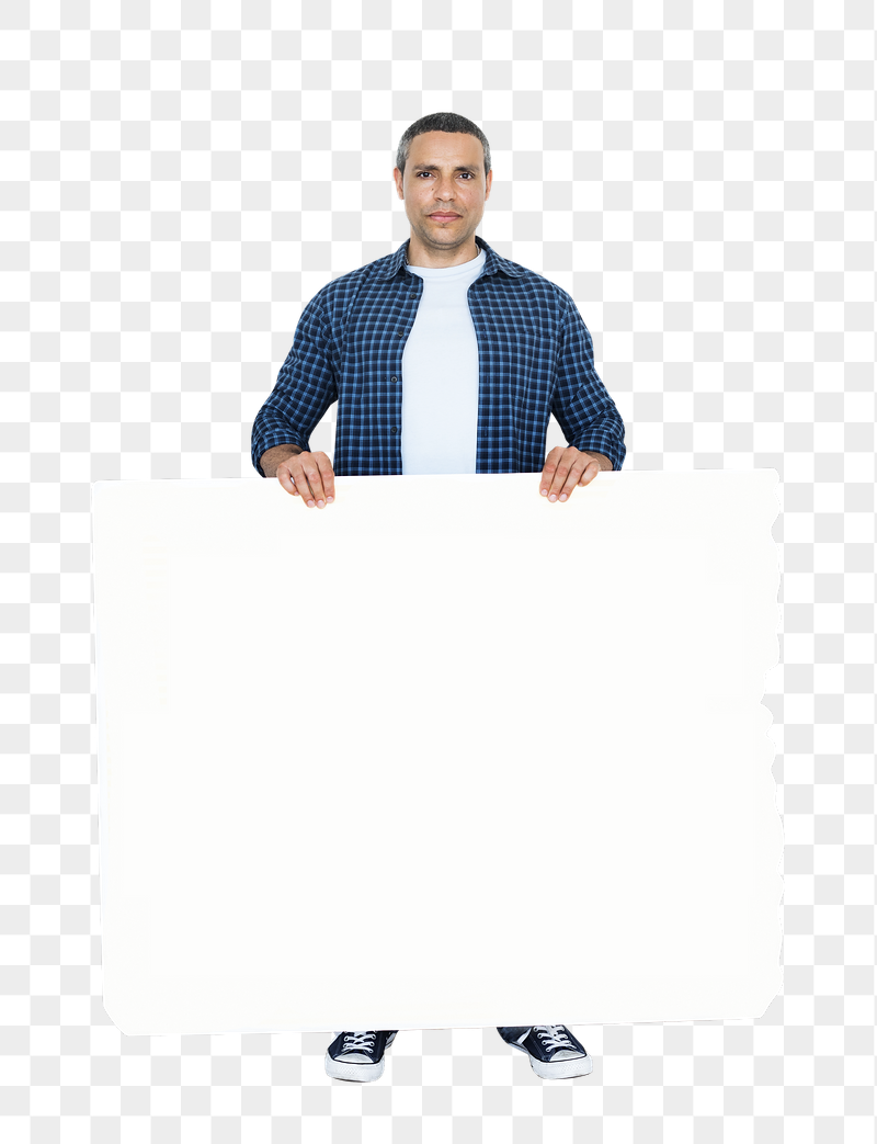 Png Man showing blank sign, | Free PNG - rawpixel