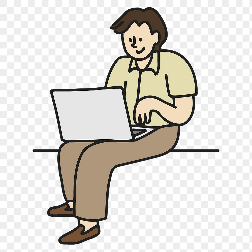 Png man using laptop sticker, | Free PNG Illustration - rawpixel