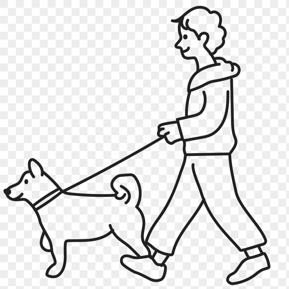 Png man walking dog sticker, | Free PNG Illustration - rawpixel