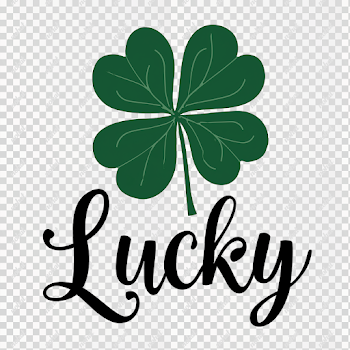 PNG Minimalistic Four Leaf Clover with 'Lucky' Text