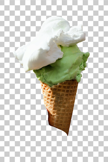 PNG Mint Green Ice Cream Cone with Whipped Cream