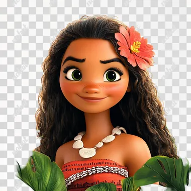 PNG Moana-Themed Birthday Invitation for a Graphic Design Girl with Flower PNG Moana-Themed Birthday Invitation for a Graphic Design Girl with Flower
