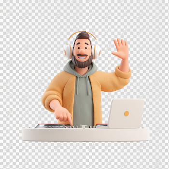 PNG Modern Cartoon DJ Illustration