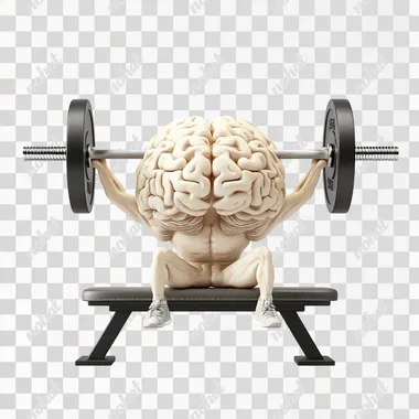 PNG Muscular Brain Lifting Barbell on Workout Bench in Gym Setting PNG Muscular Brain Lifting Barbell on Workout Bench in Gym Setting