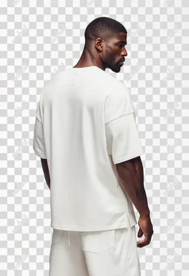 PNG Muscular Male Model in Off-White Streetwear - Back View PNG Muscular Male Model in Off-White Streetwear - Back View