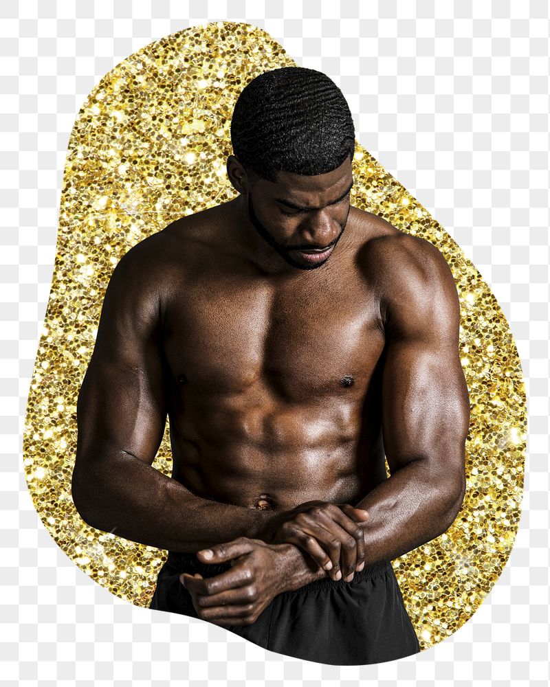Png muscular topless man badge | Free PNG - rawpixel