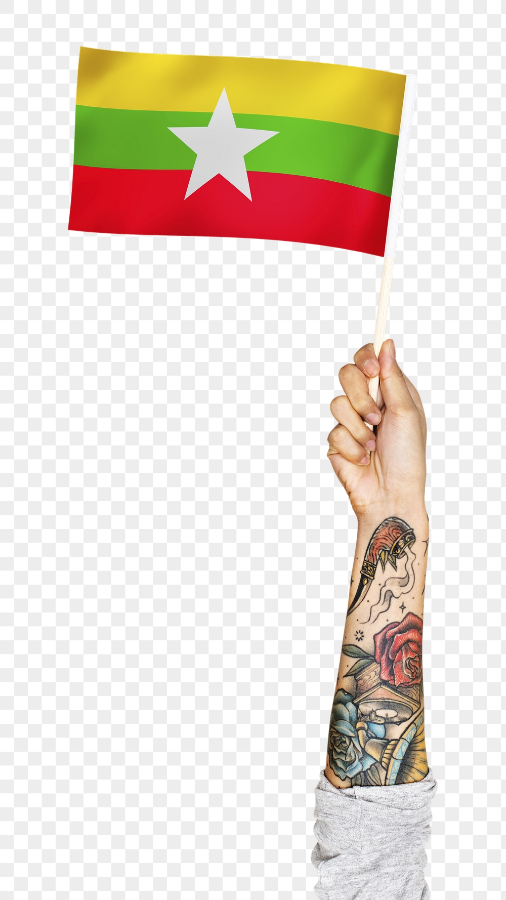 Png Myanmar's flag, tattooed hand | Free PNG - rawpixel