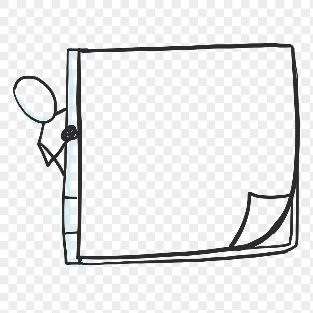 PNG notebook frame, stickman peeking | Free PNG - rawpixel