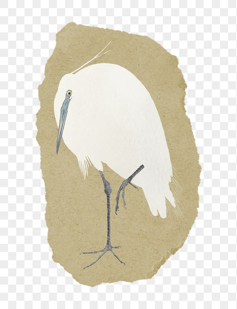 Png Ohara Koson's egret sticker, | Free PNG - rawpixel