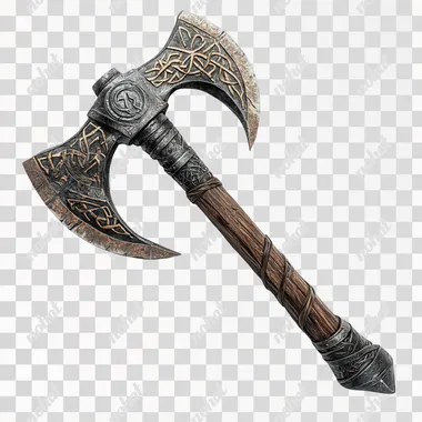 PNG Old Hand Axe with Copper Blade and Oak Handle for D&D Adventure Art