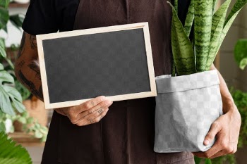 Png paper plant pot mockup and blackboard… | Free stock illustration | High Resolution graphic
