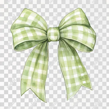 PNG Pastel Green Gingham Bow Vector Illustration PNG Pastel Green Gingham Bow Vector Illustration