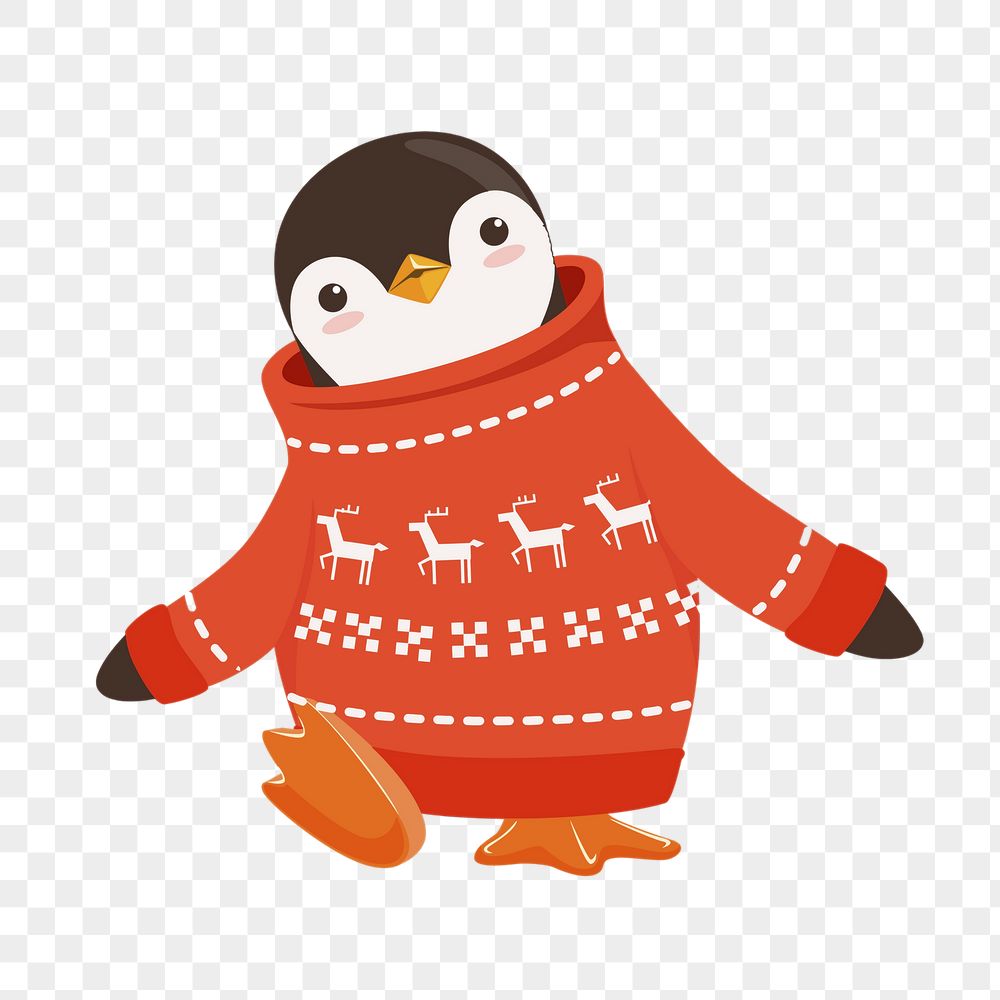 Png penguin wearing sweater sticker, | Free PNG - rawpixel