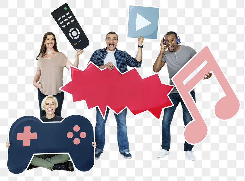 Png People holding entertainment mediicons, | Free PNG - rawpixel