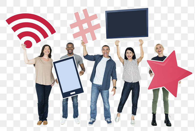 Png People holding social mediicons, | Free PNG - rawpixel