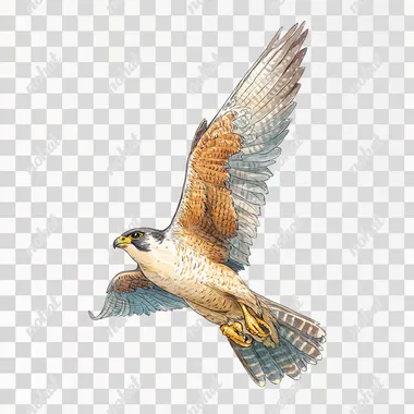 PNG Peregrine Falcon in Flight - Watercolor Clipart Illustration PNG Peregrine Falcon in Flight - Watercolor Clipart Illustration