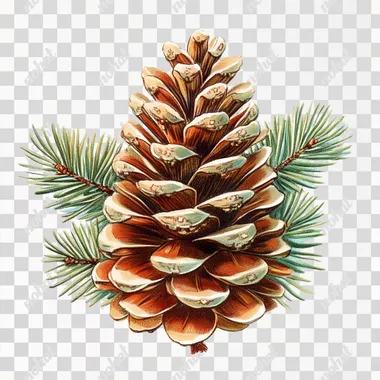 PNG Pine Cone Clipart for Vintage Christmas Cards in Winter Decor