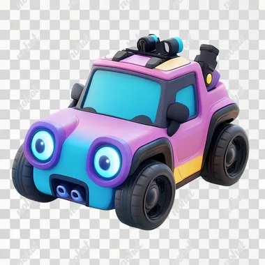 PNG Pink and Blue Electronic Toy Car with Winking Eyes for Kids' Playroom PNG Pink and Blue Electronic Toy Car with Winking Eyes for Kids' Playroom