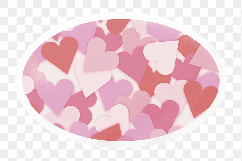 PNG pink heart pattern, oval | Free PNG - rawpixel