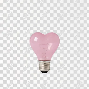 PNG Pink Heart-Shaped Light Bulb on White Background PNG Pink Heart-Shaped Light Bulb on White Background