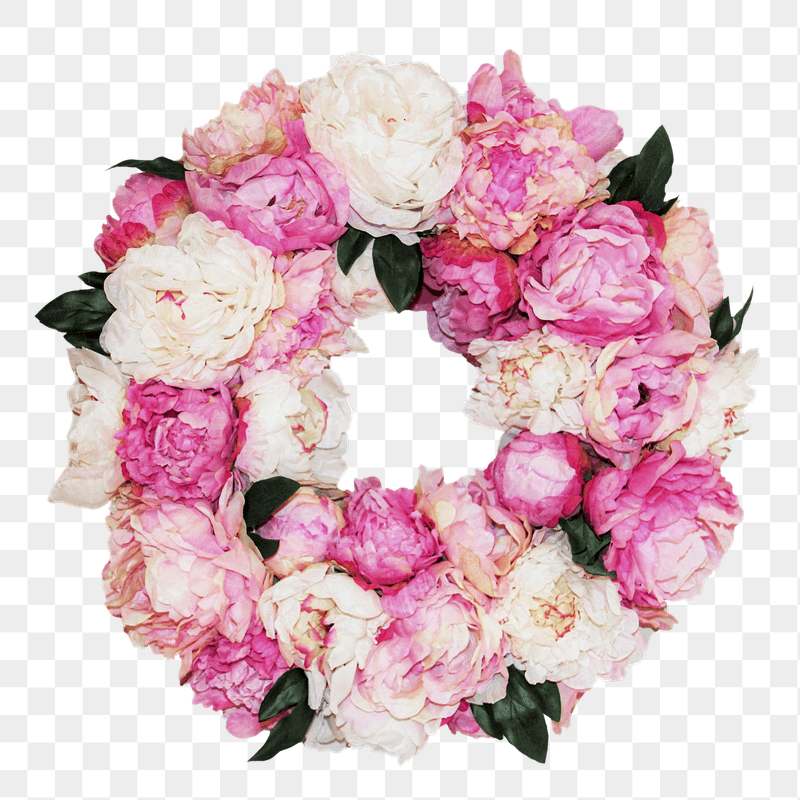 Png pink peony wreath sticker, | Free PNG - rawpixel