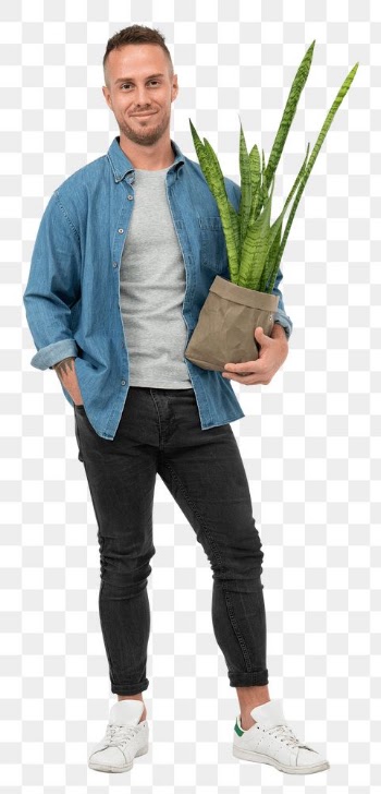 Png plant lover mockup holding potted snake… | Free stock illustration | High Resolution graphic