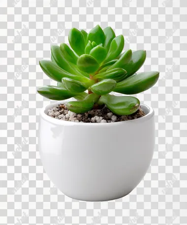 PNG Potted Succulent in White Ceramic Planter