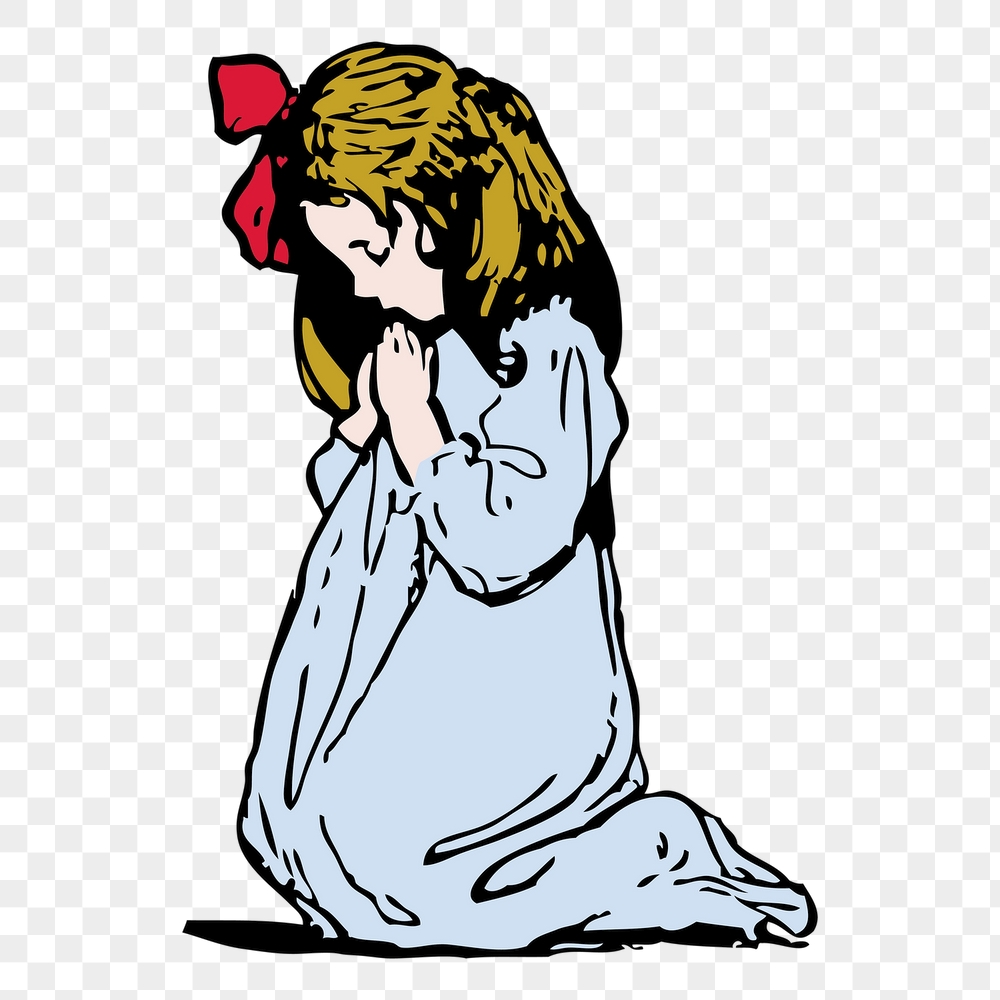 Png praying little girl sticker, | Free PNG - rawpixel