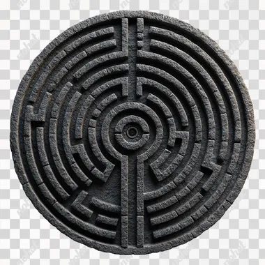 PNG Realistic 3D Circle Labyrinth on Magma Stone PNG Realistic 3D Circle Labyrinth on Magma Stone