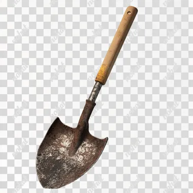 PNG Realistic shovel with wooden handle, isolated on white for home use