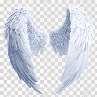 PNG Realistic White Angel Wings Logo for Spiritual and Religious Decor